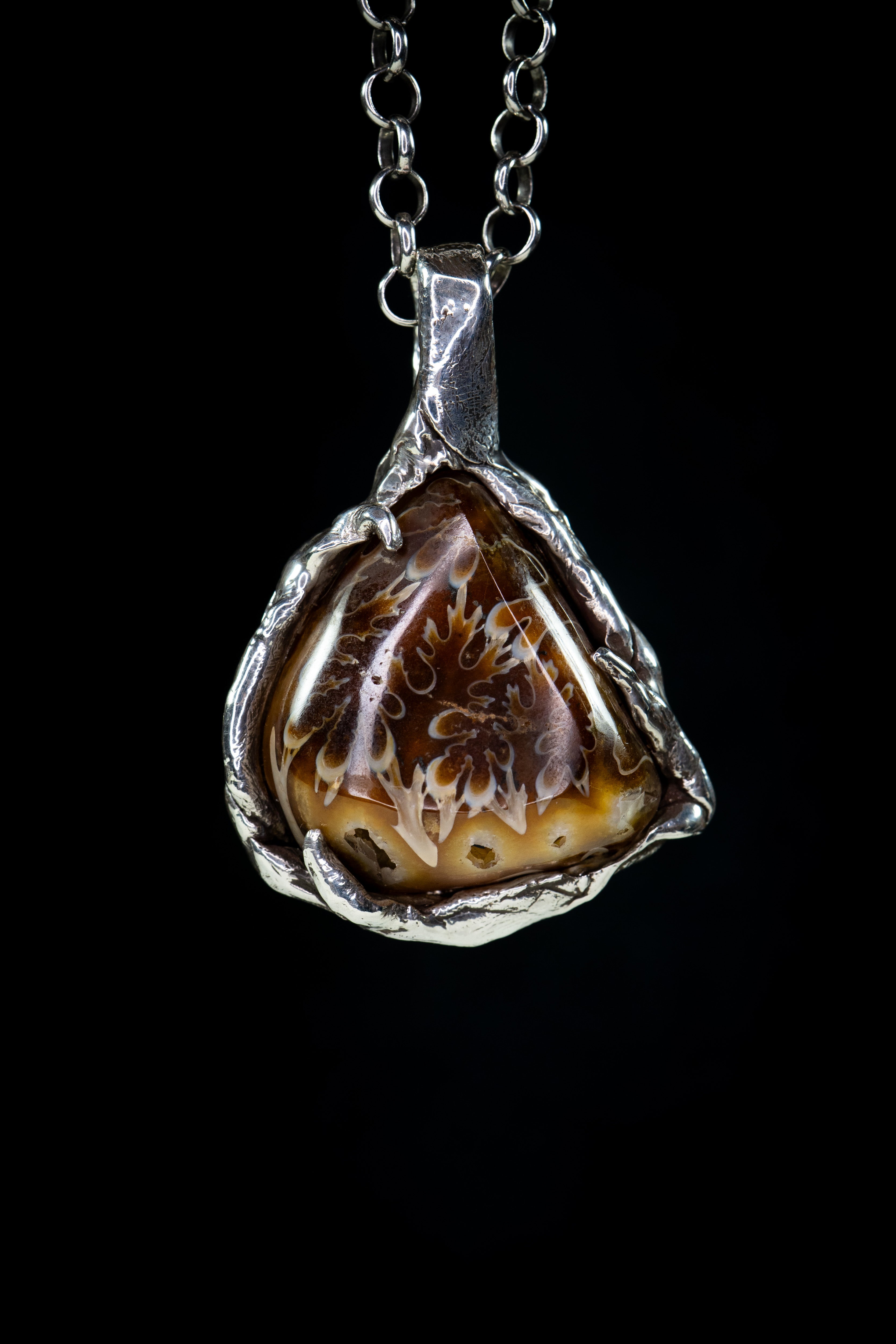 Ammonite Crystal Chambers (Ammonite, Sterling Silver Pendant)