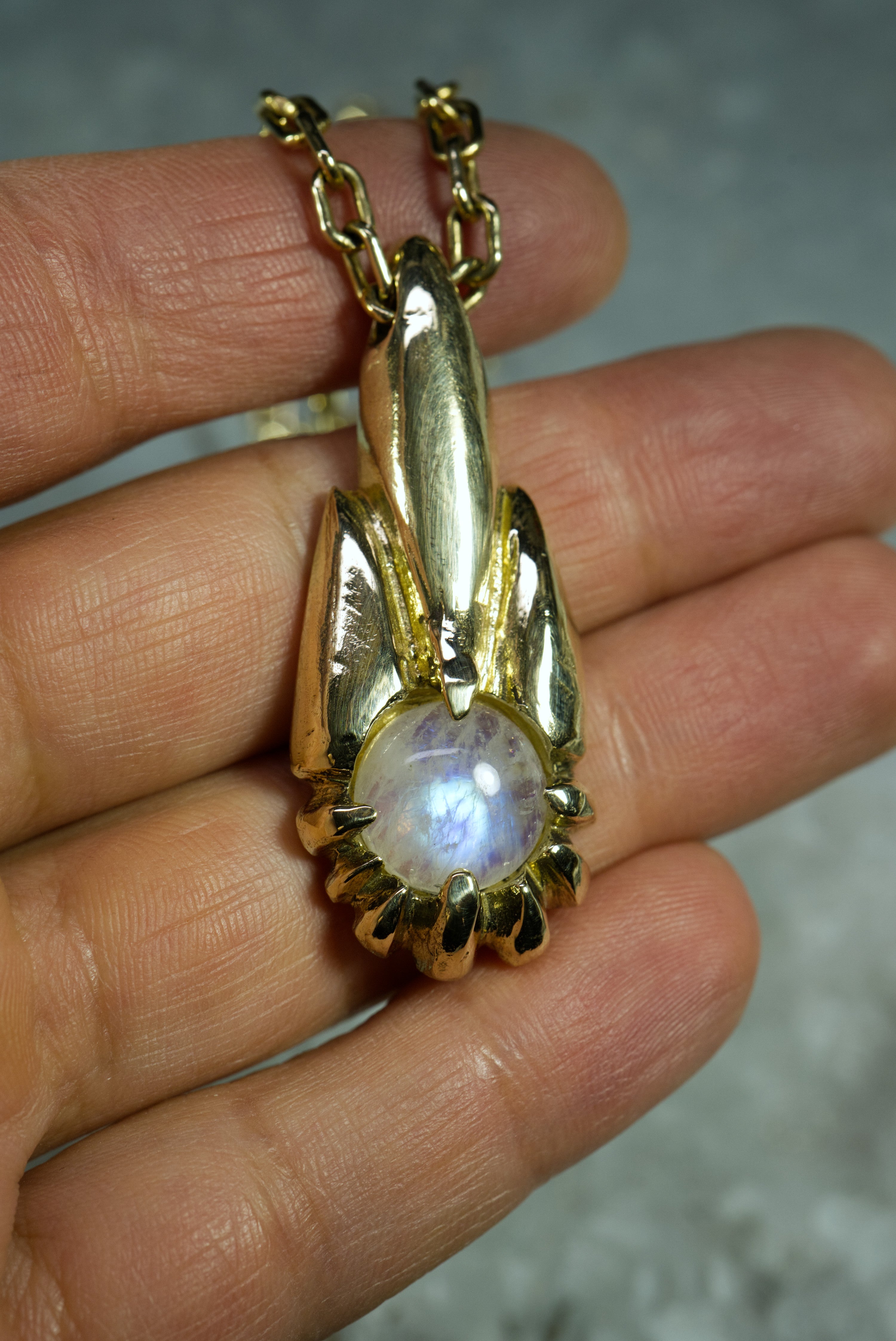 Comet Pendant (Moonstone, Labradorite, Sterling Silver or Gold)