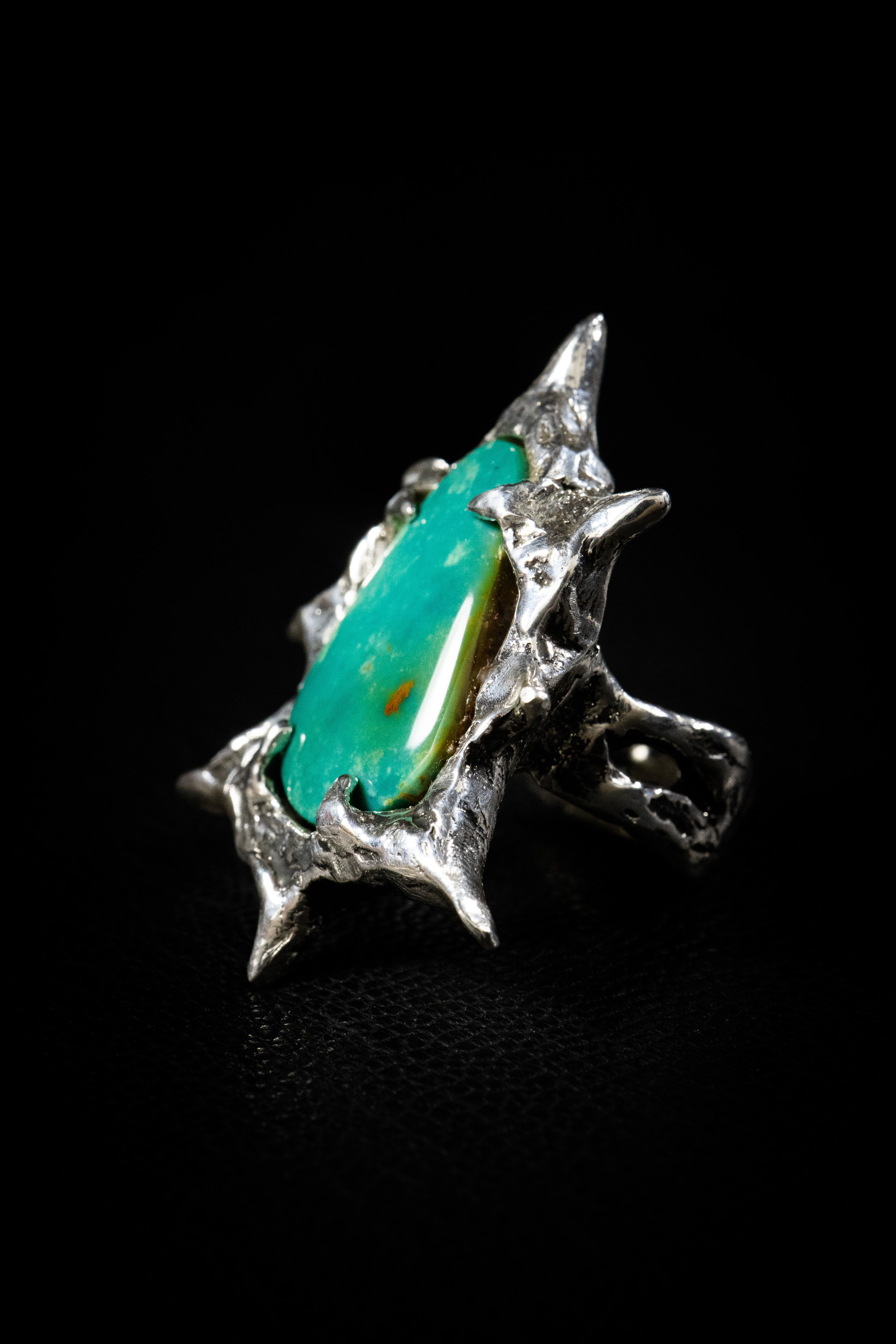 Genesis II (Tyrone Turquoise, Sterling Silver Ring)