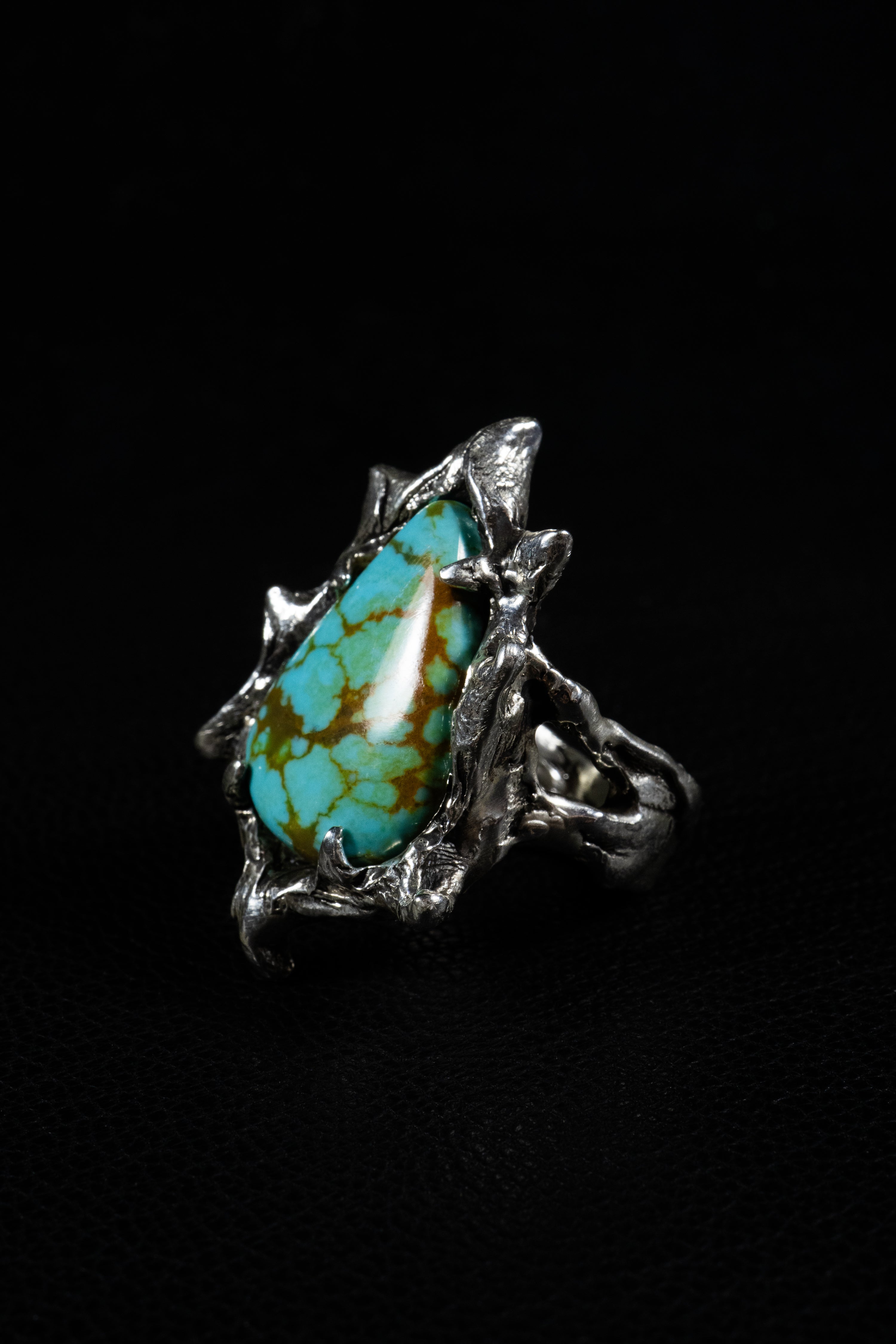 Genesis I (Tyrone Turquoise, Sterling Silver Ring)
