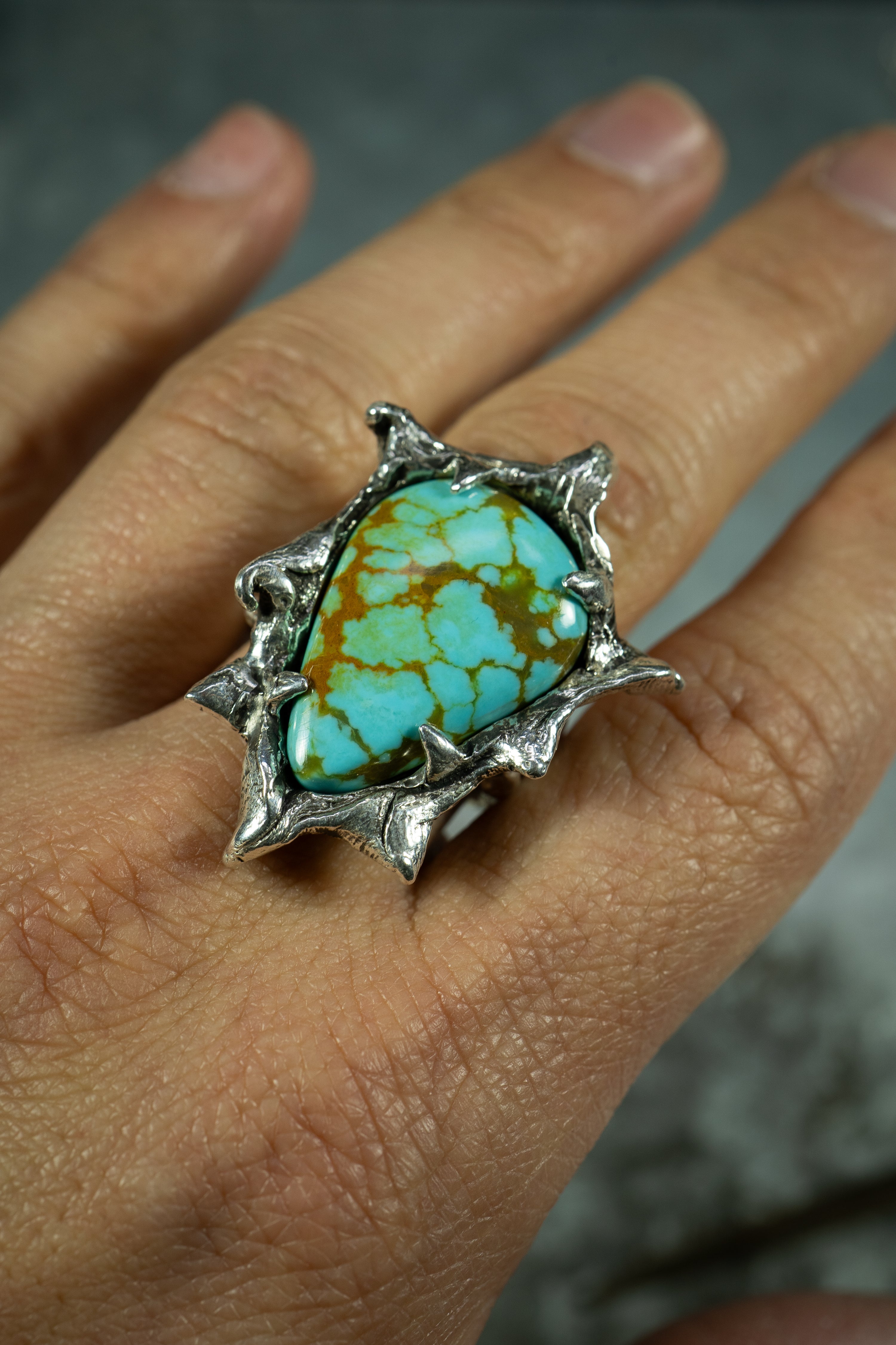 Genesis I (Tyrone Turquoise, Sterling Silver Ring)
