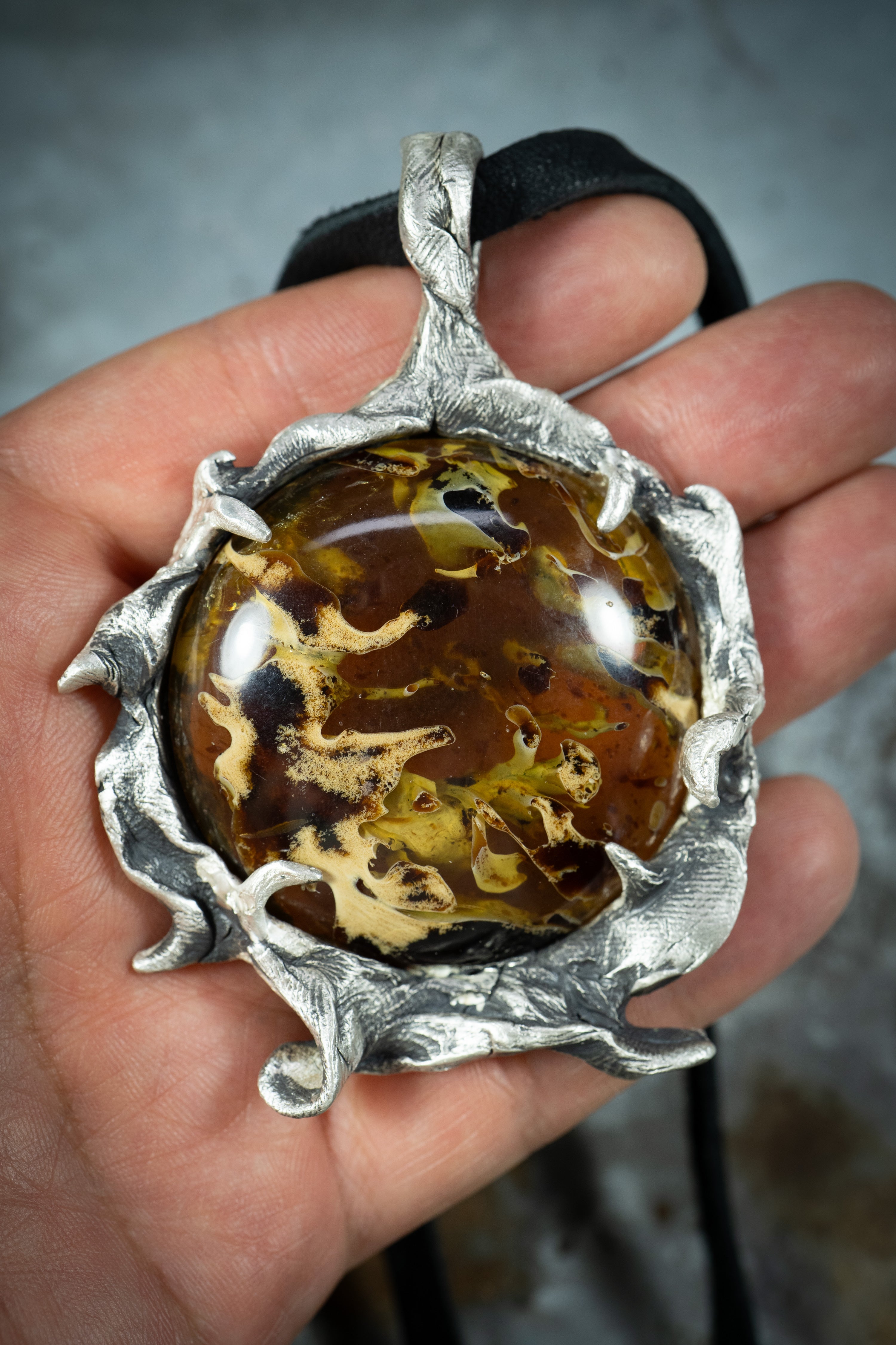Inferno (Amber, Sterling Silver Pendant)