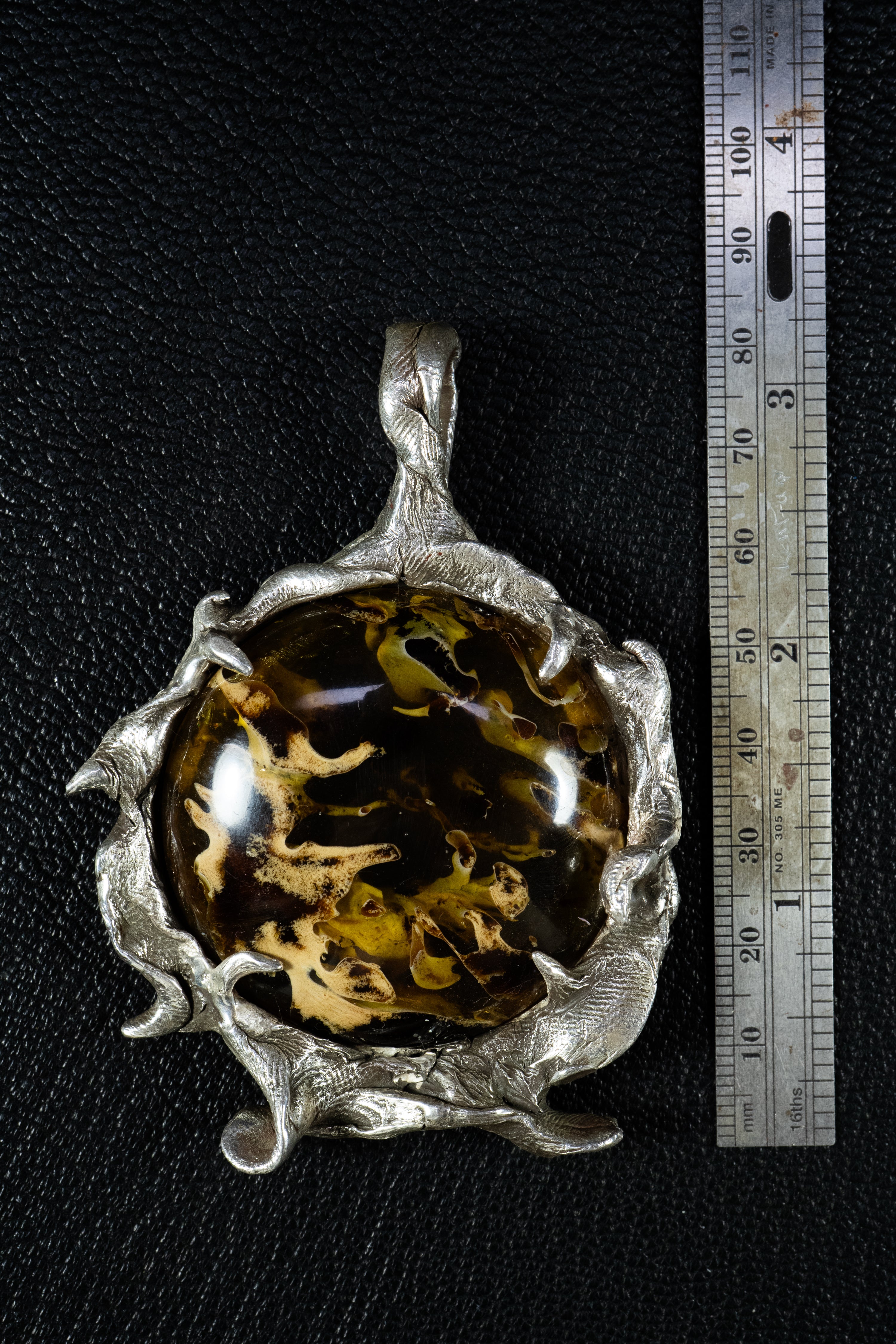 Inferno (Amber, Sterling Silver Pendant)