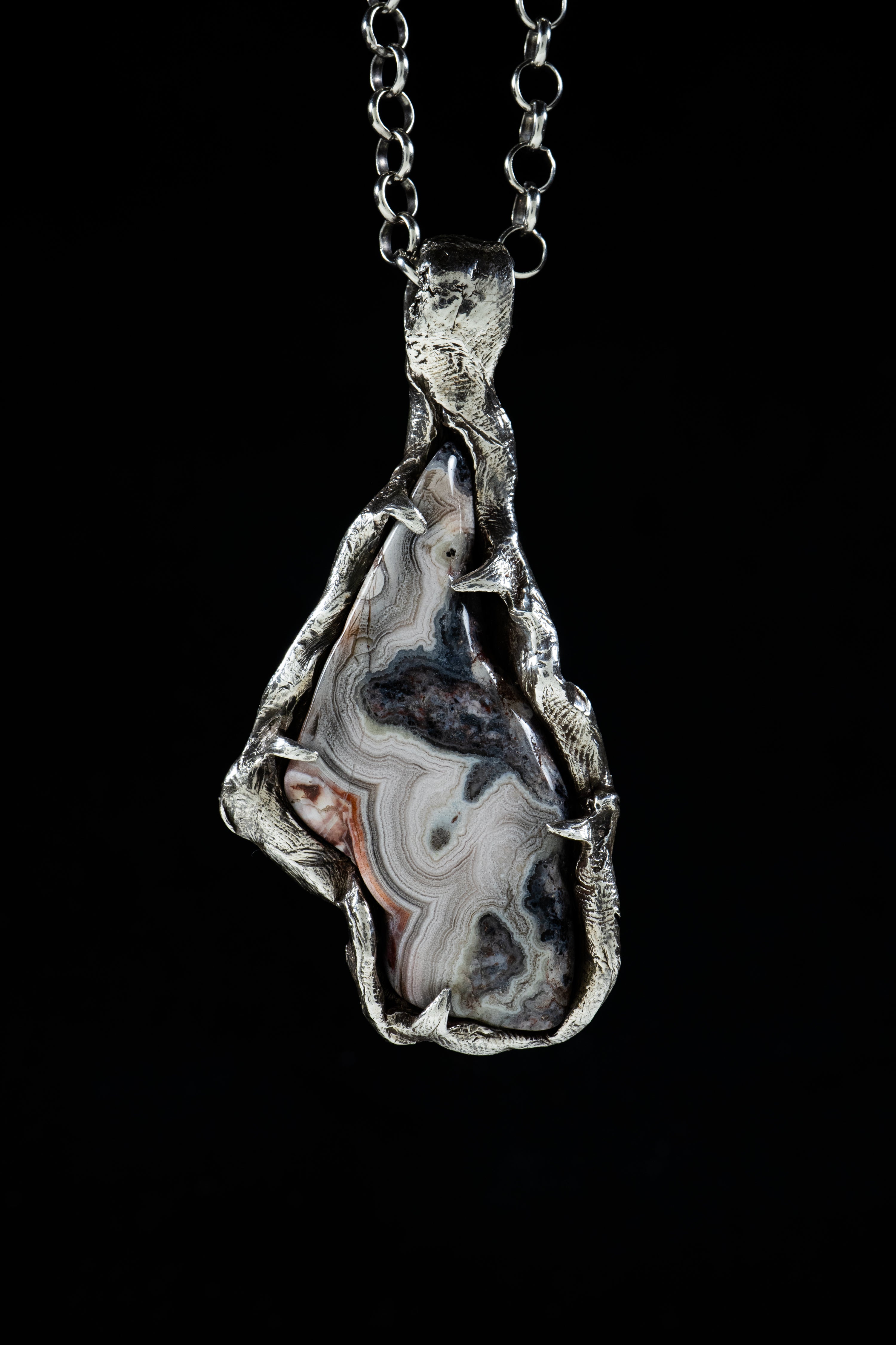 Layers of Space (Agate, Sterling Silver Pendant)