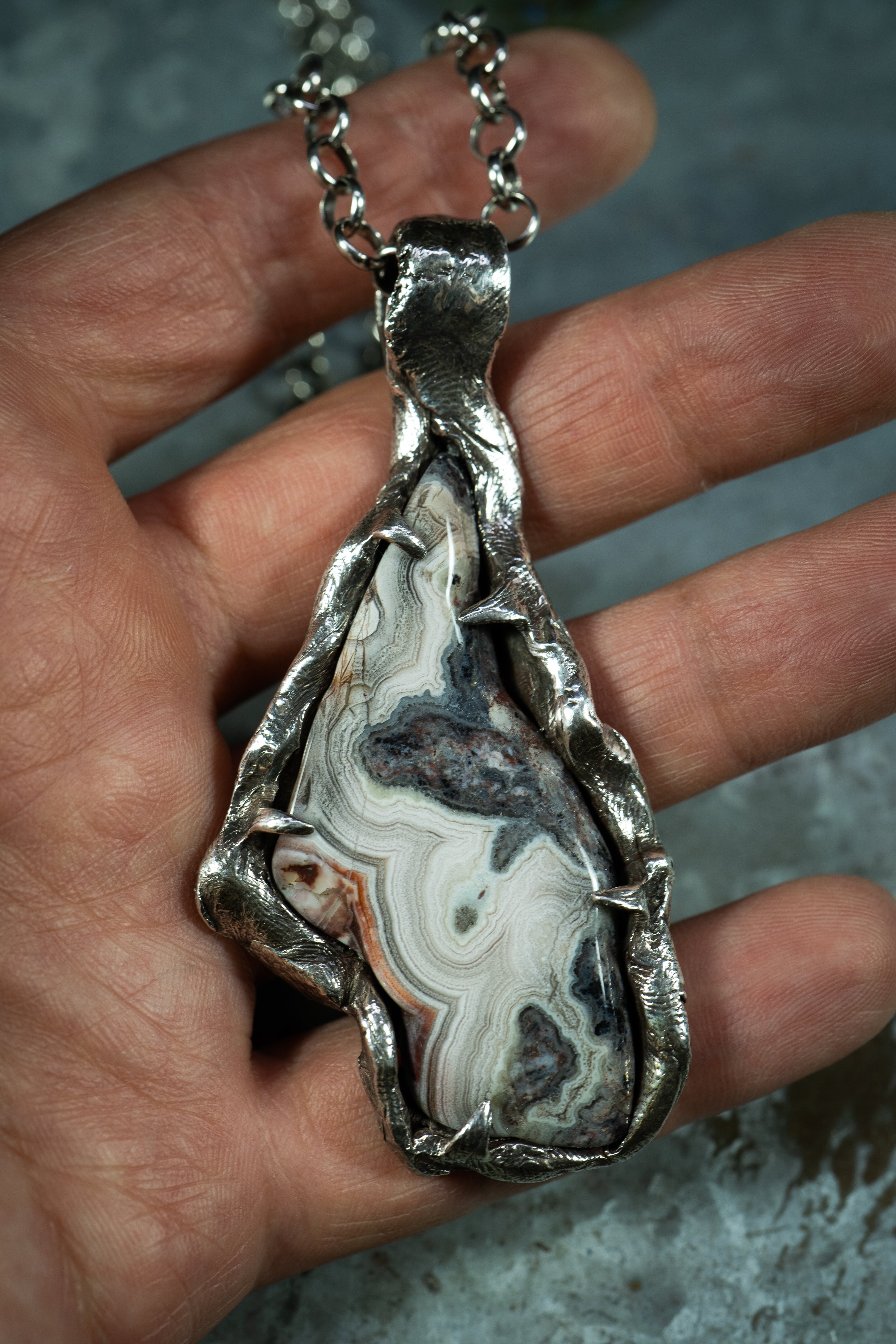 Layers of Space (Agate, Sterling Silver Pendant)