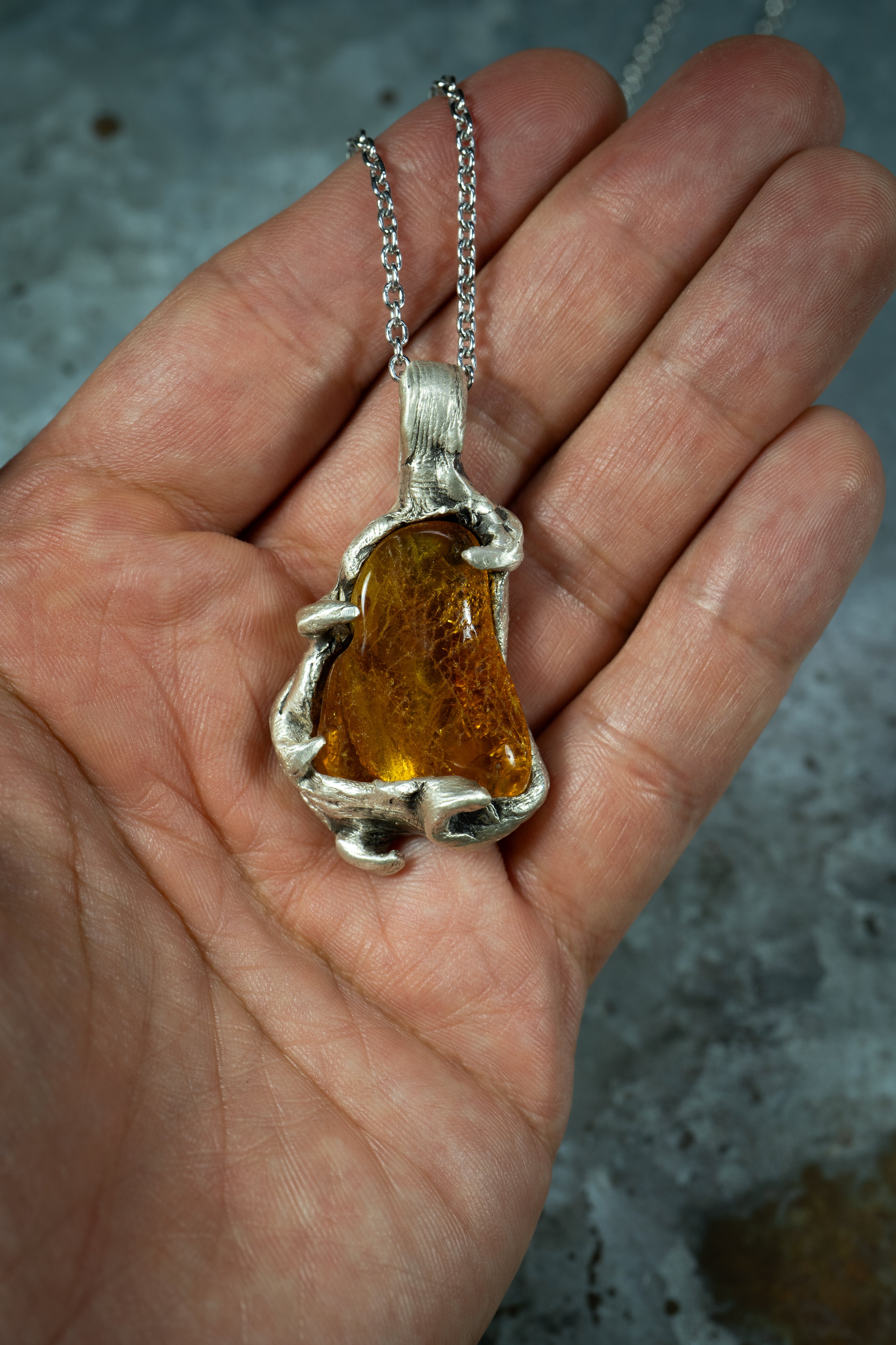 Life from the Tree (Baltic Amber, Sterling Silver Pendant)