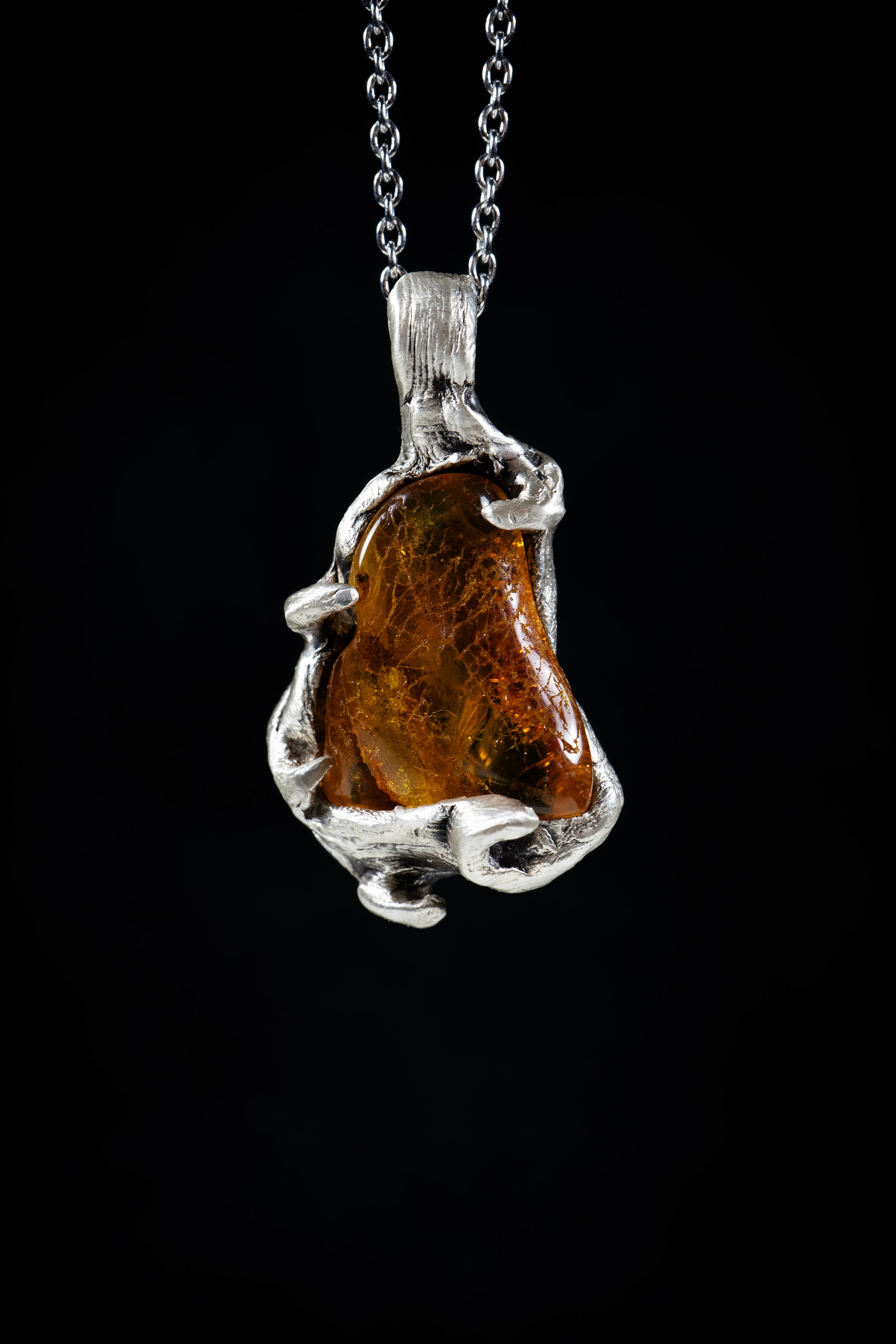 Life from the Tree (Baltic Amber, Sterling Silver Pendant)