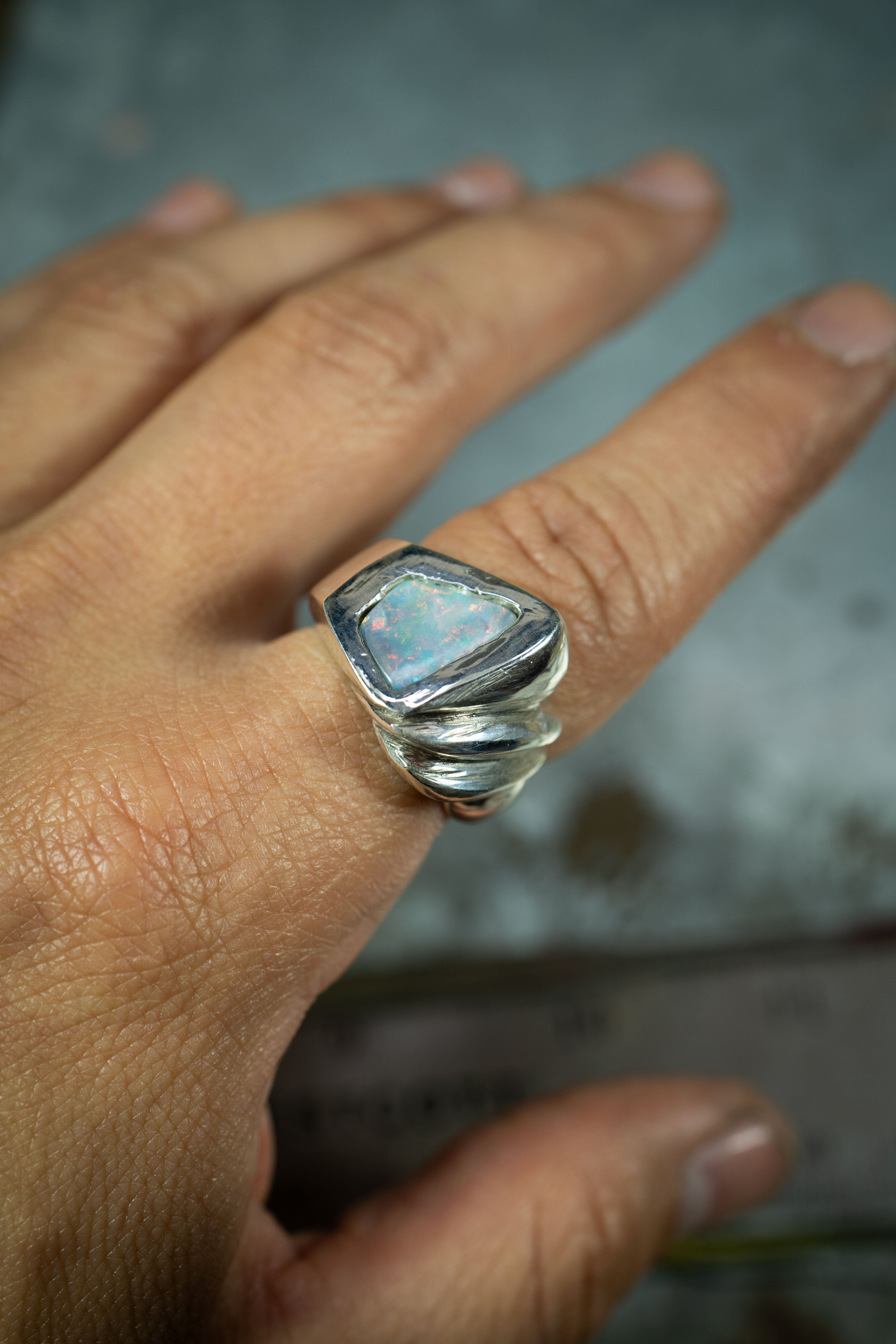 Through Dimensions (Australian Opal, Sterling Silver Ring)