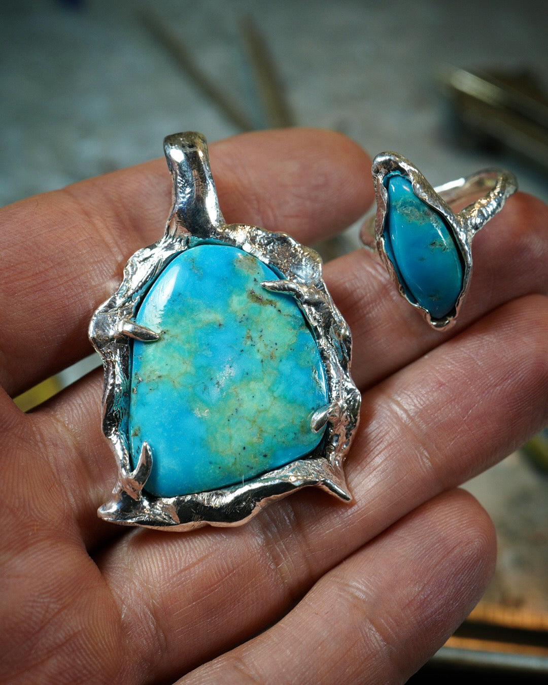 Water (Turquoise, Sterling Silver Pendant)