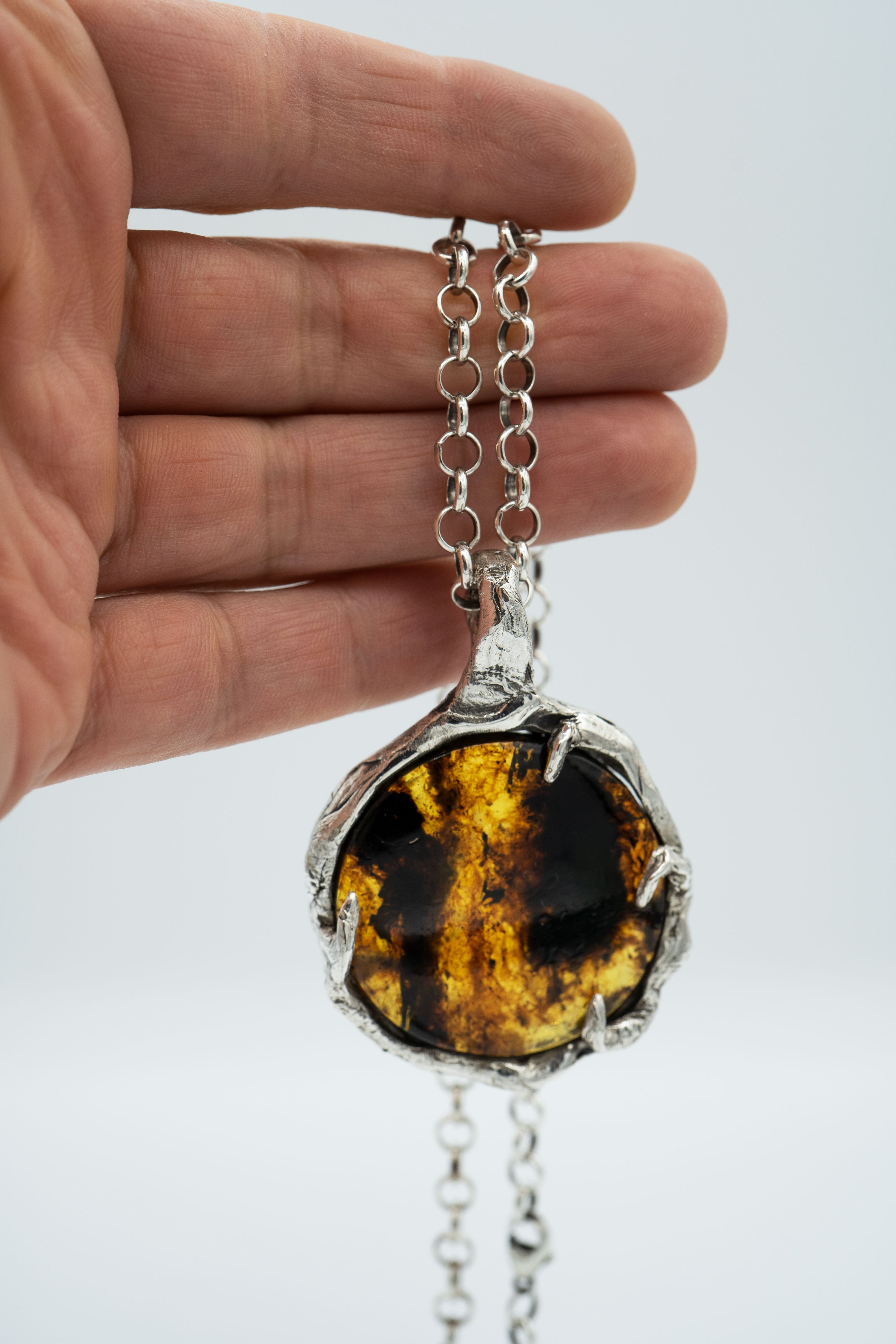 Terrestrial (Amber, Sterling Silver Pendant)