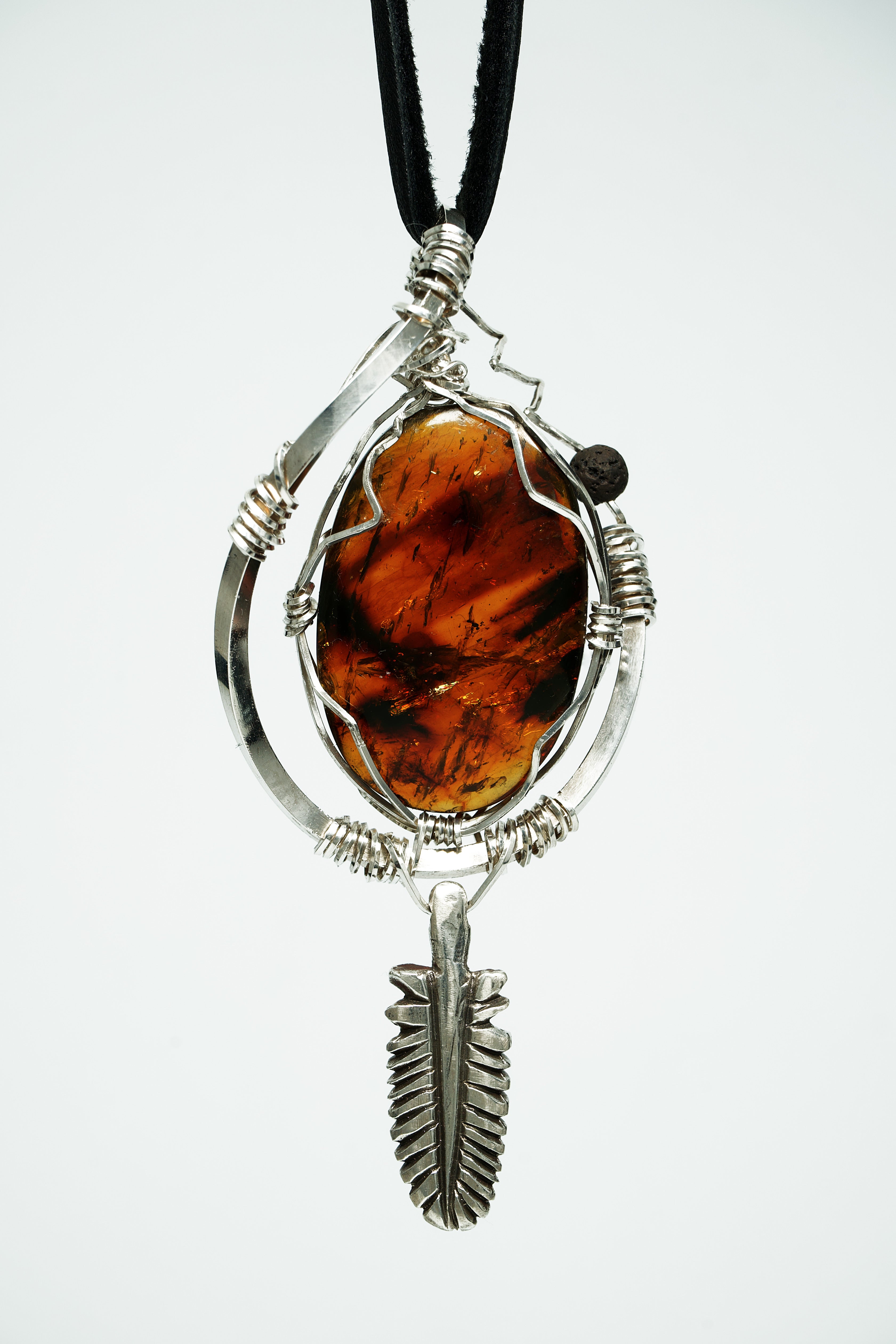 Frozen Time (Amber, Sterling Silver Pendant)