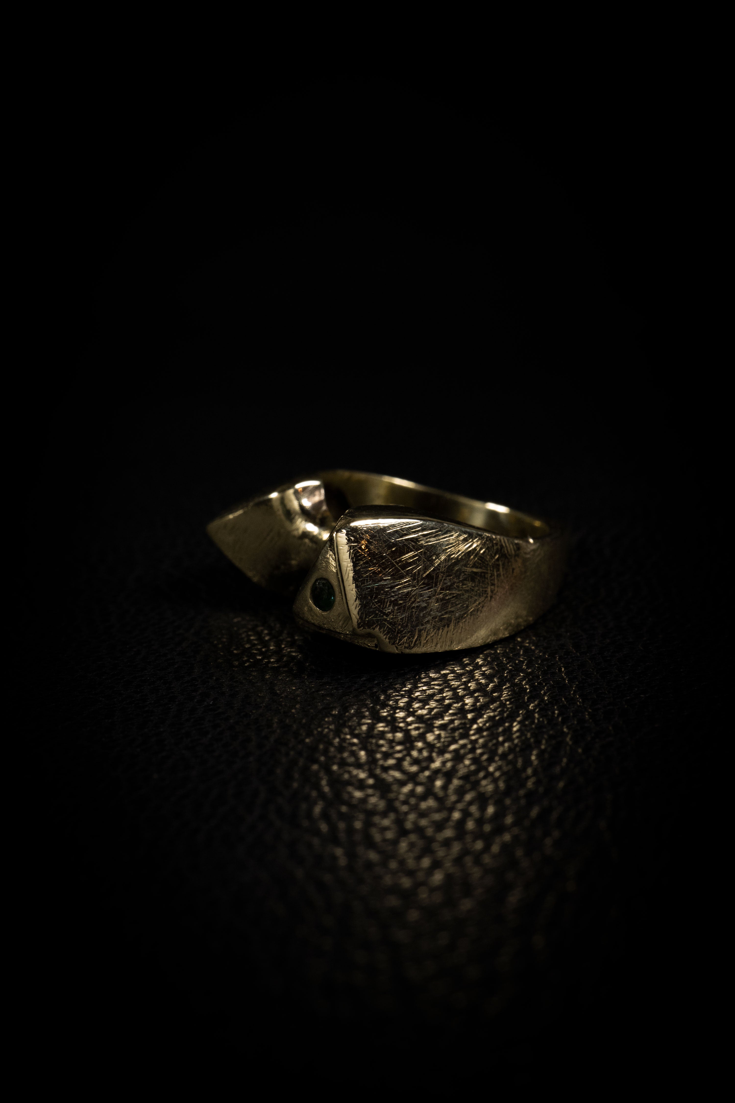 Pyramid (10K Solid Yellow Gold, Emerald/Diamond Ring)