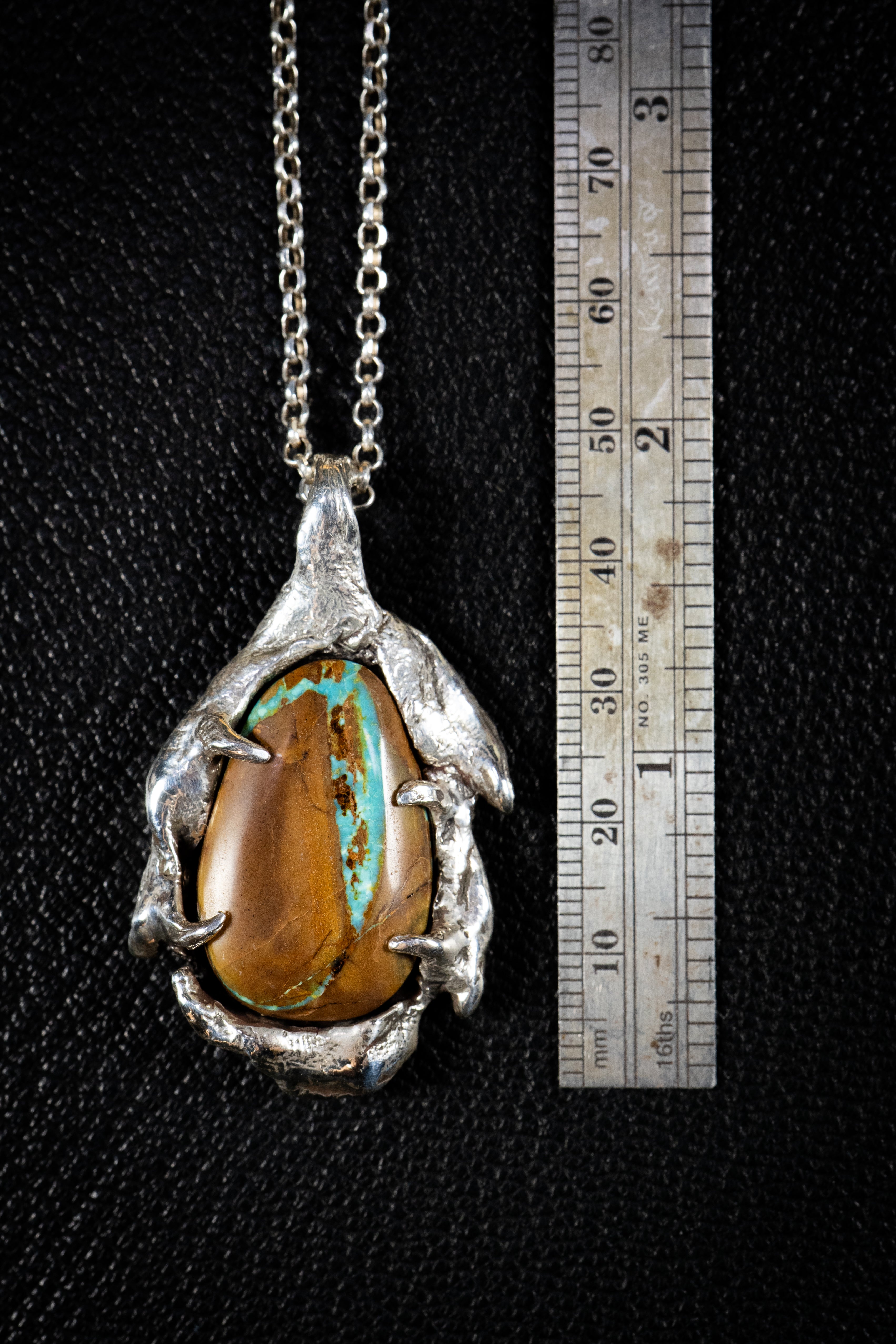 Waterfall (Royston Ribbon Turquoise, Sterling Silver Pendant)