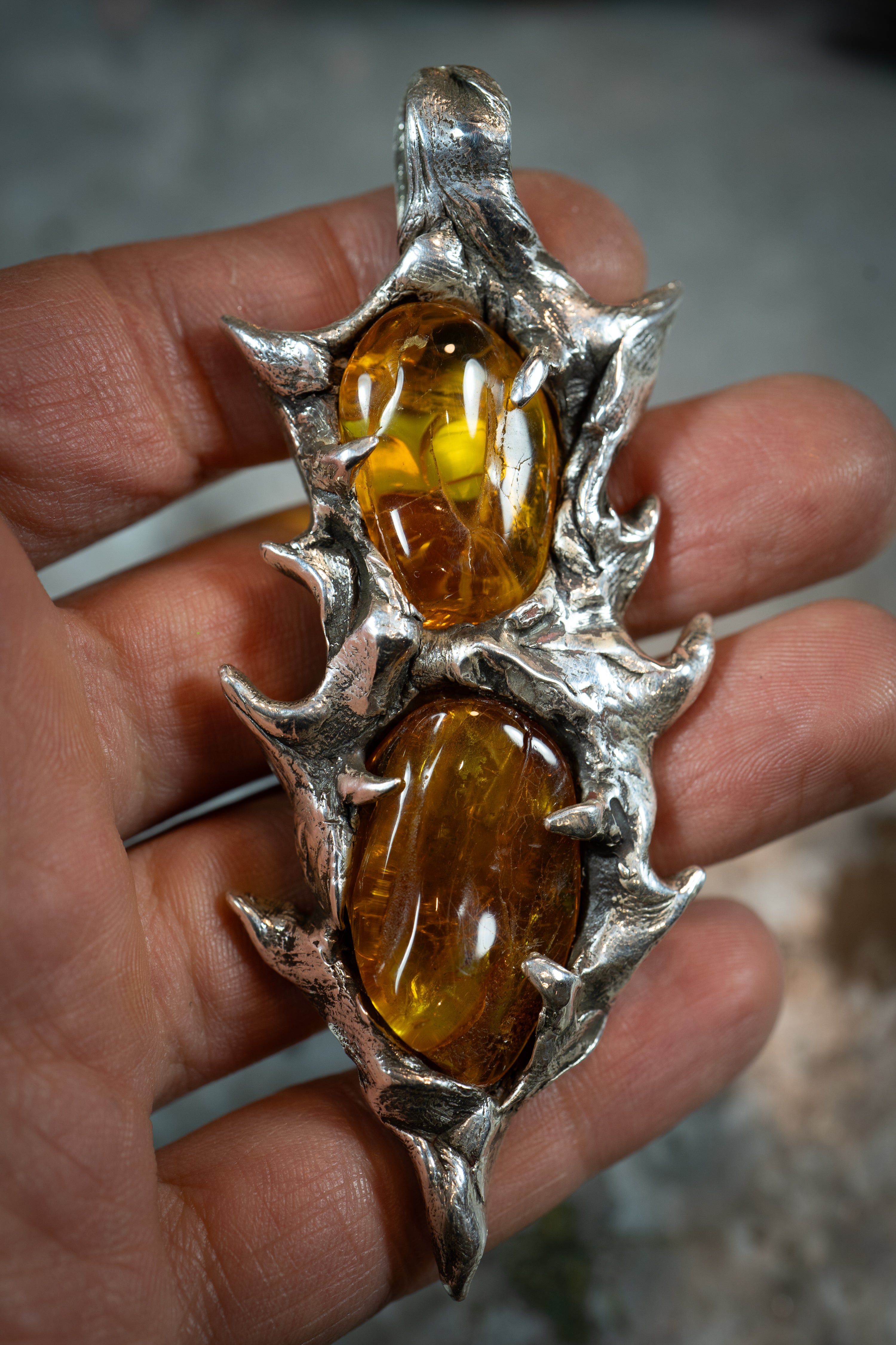 Spear of Immortality (Baltic Amber, Sterling Silver Pendant)