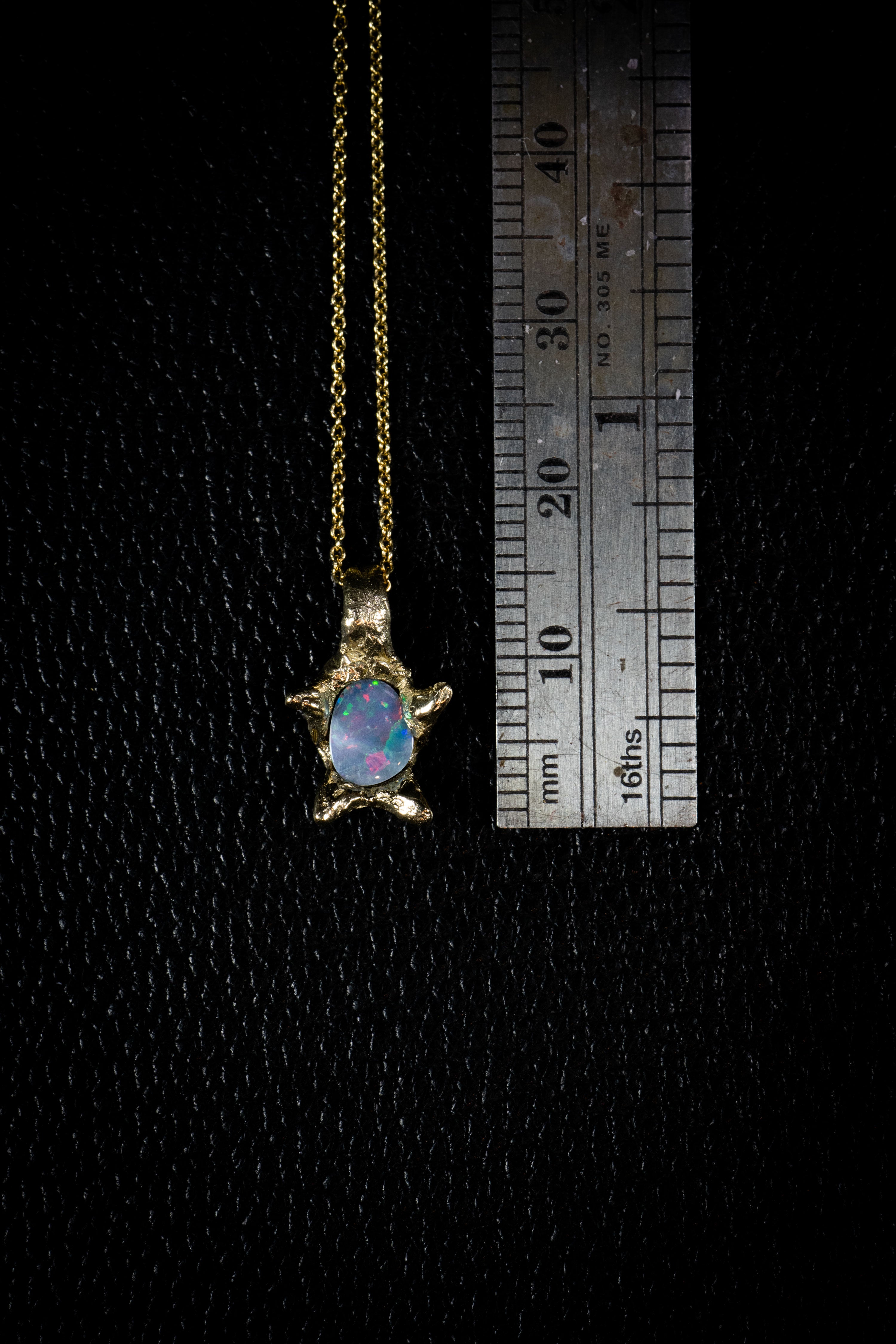 Galaxy of Light (Genuine Australian Opal, 10K Yellow Gold Pendant)
