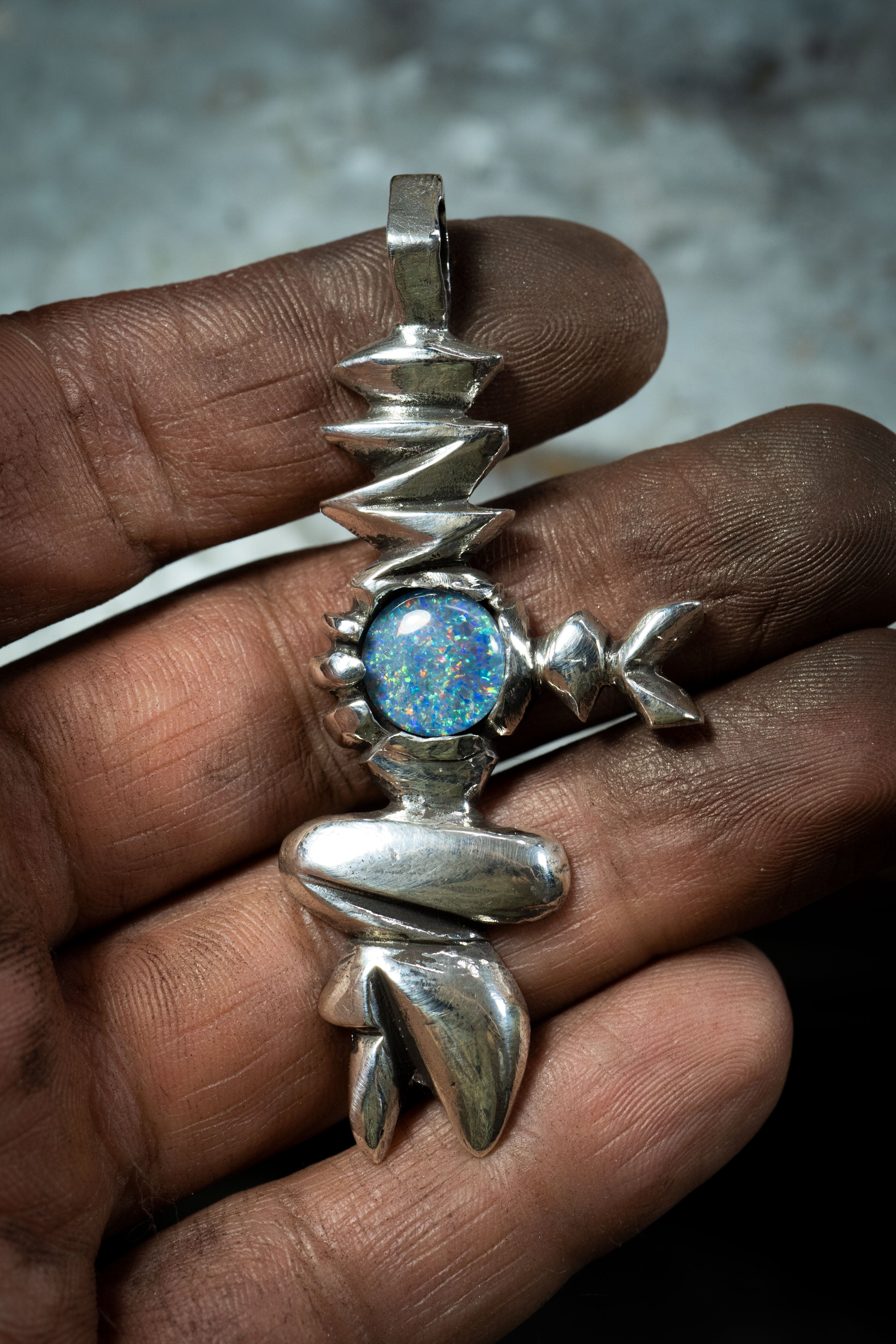 Transmission Pendant (Genuine Opal Triplet, Sterling Silver)