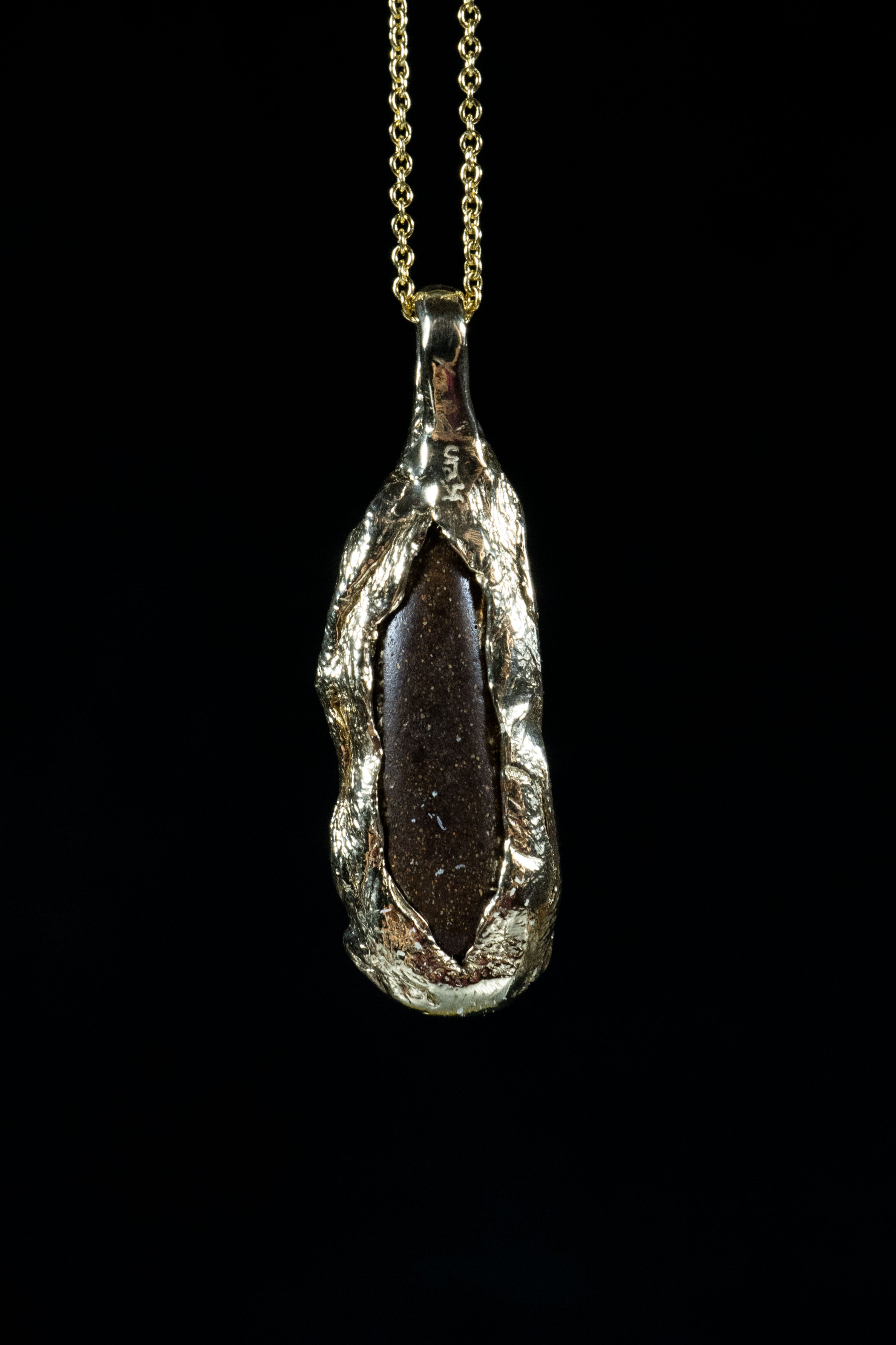 Opal World No. 3 (Genuine Australian Boulder Opal, 14K Solid Yellow Gold Pendant)