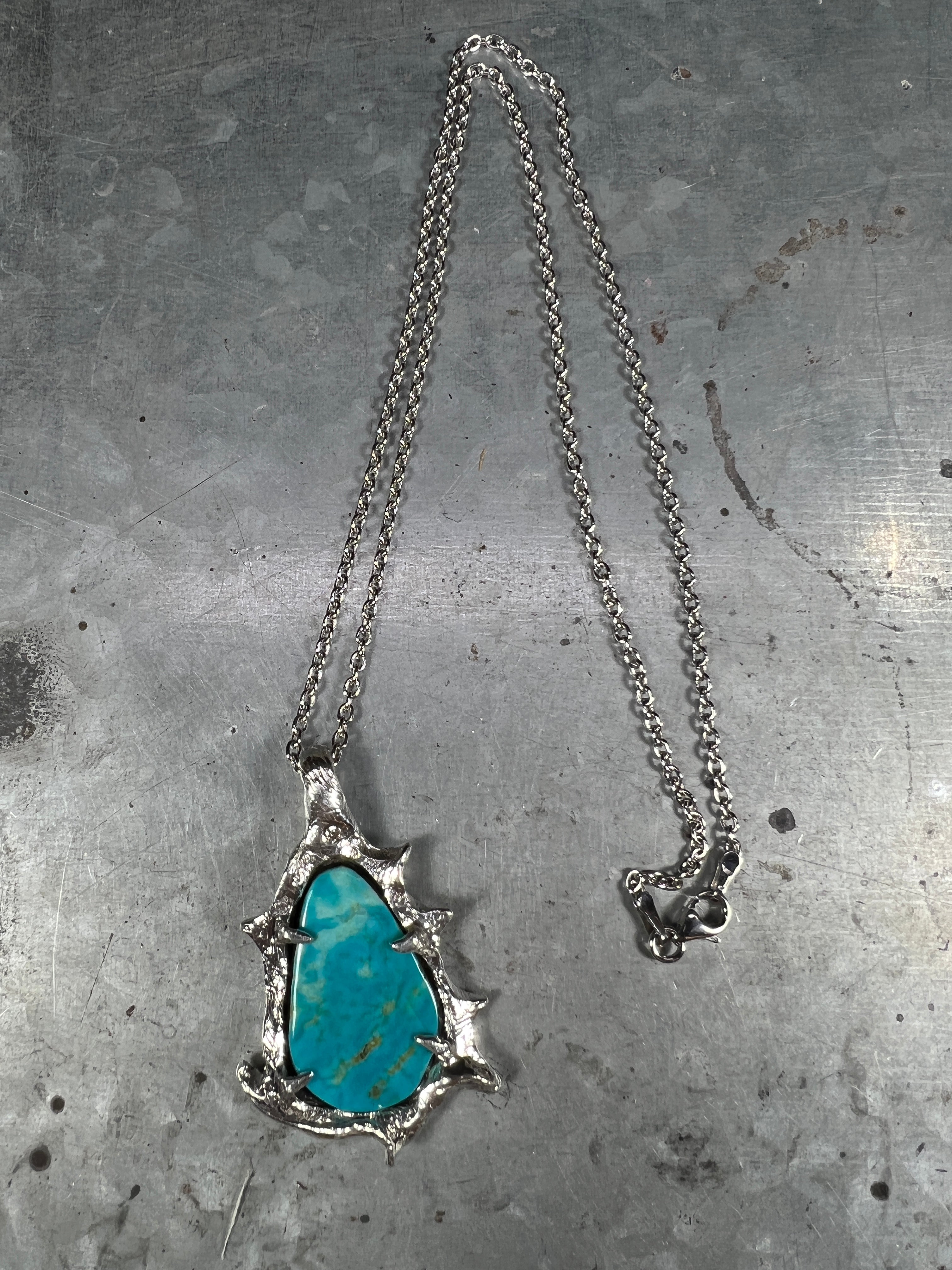 Star (Manassa Turquoise, Genuine Diamond, Sterling Silver Pendant)