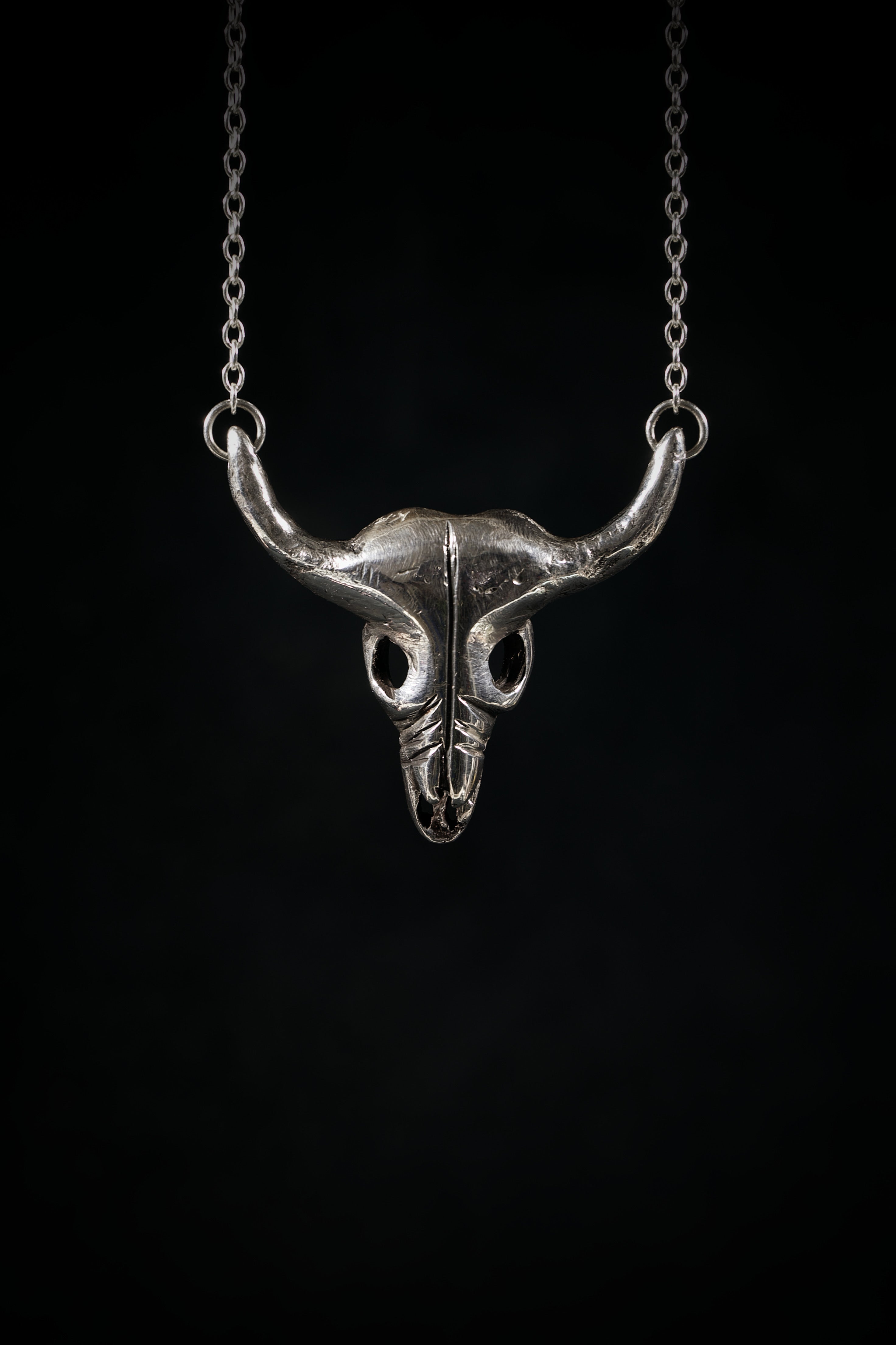 Buffalo Skull (Sterling Silver, Gold Pendant)