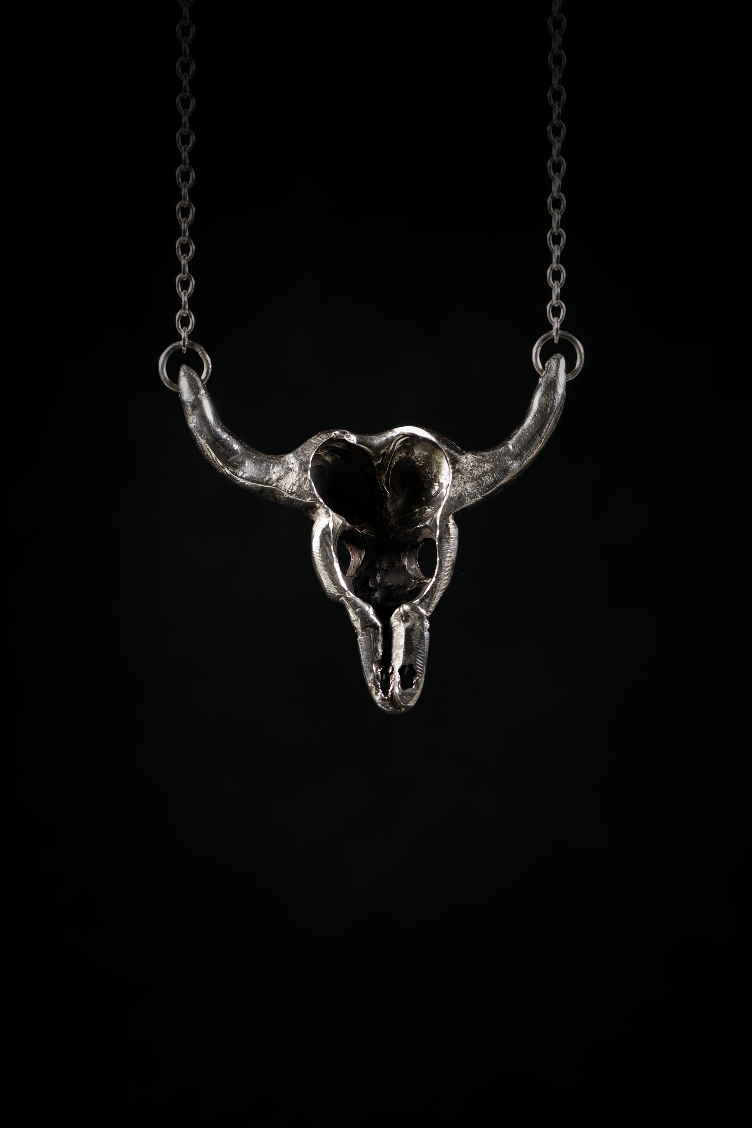 Buffalo Skull (Sterling Silver, Gold Pendant)