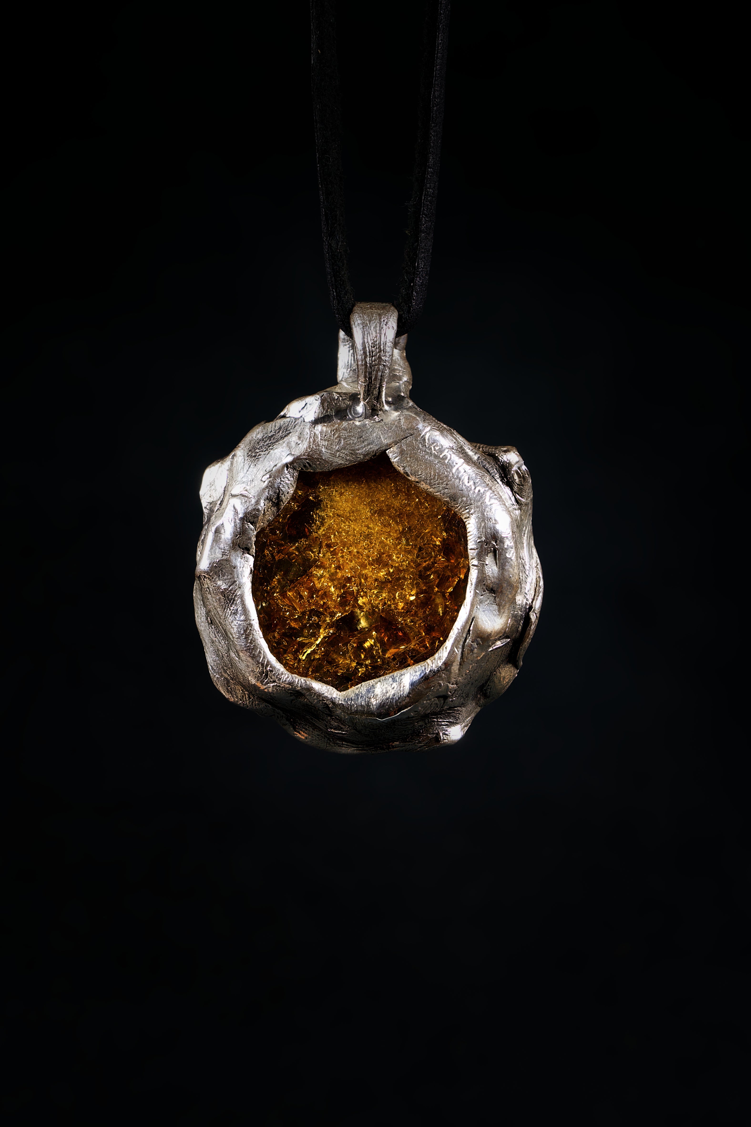Amber Sun (Amber, Sterling Silver Pendant)