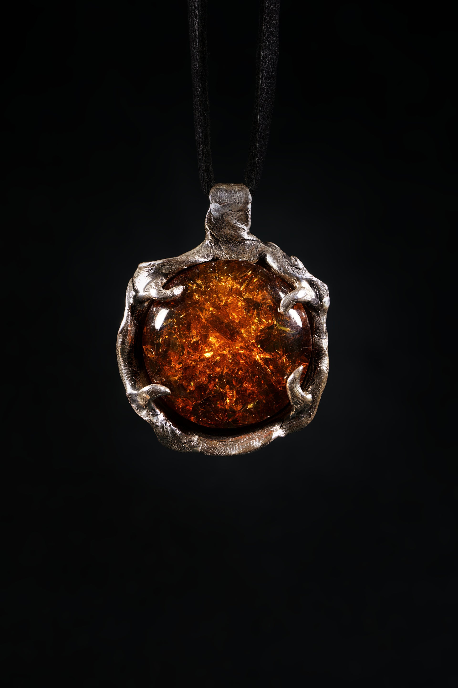 Baltic Amber & Sterling Silver Scorpio Pendant - Cognac Color, .925 Silver, Gift Boxed (Chain Sold Separately)