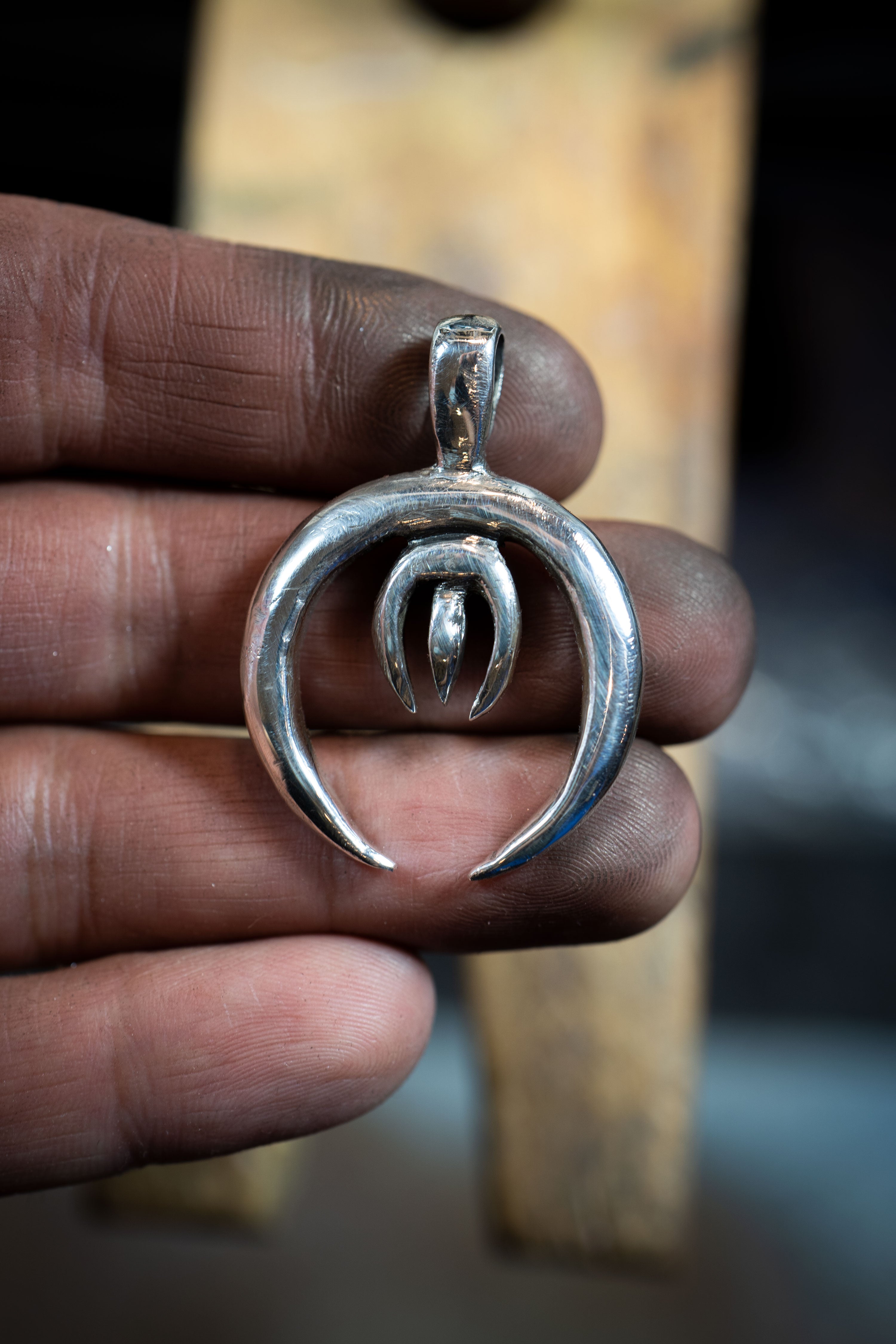 Crescent (Sterling Silver, Gold Pendant)