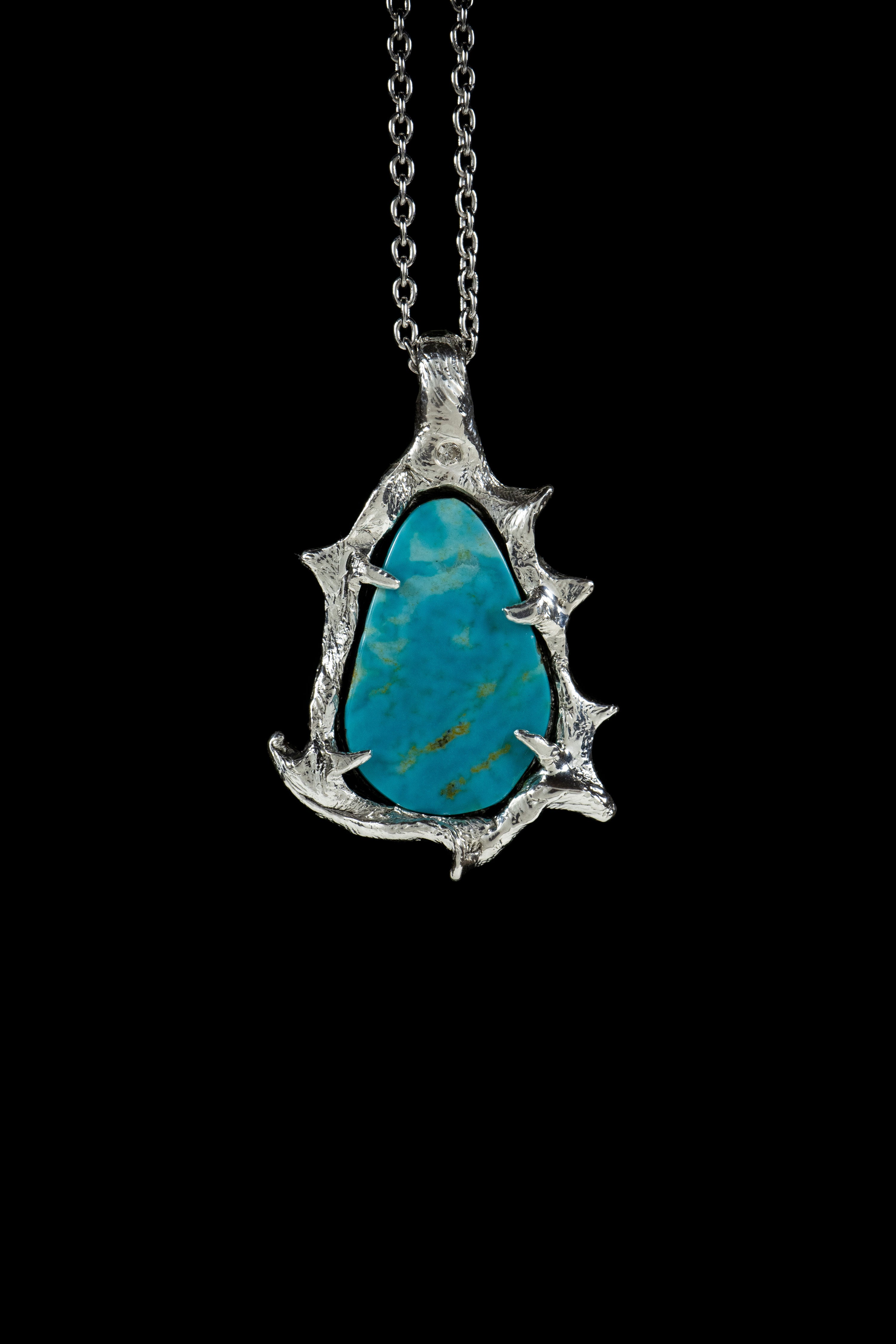 Star (Manassa Turquoise, Genuine Diamond, Sterling Silver Pendant)